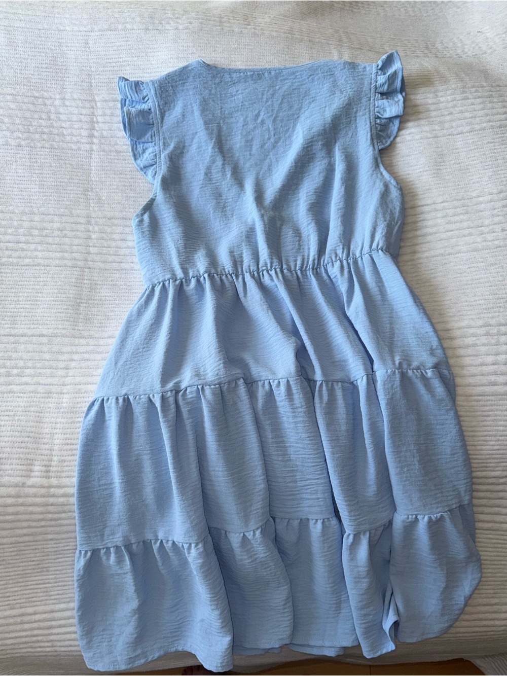 Women's Light Blue Tiered Ruffle Mini Dress - Picture 2 of 2
